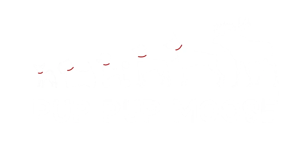 Logo for the Dog Accessories Company, Pup Pup Moose, specializing in beautiful Collars